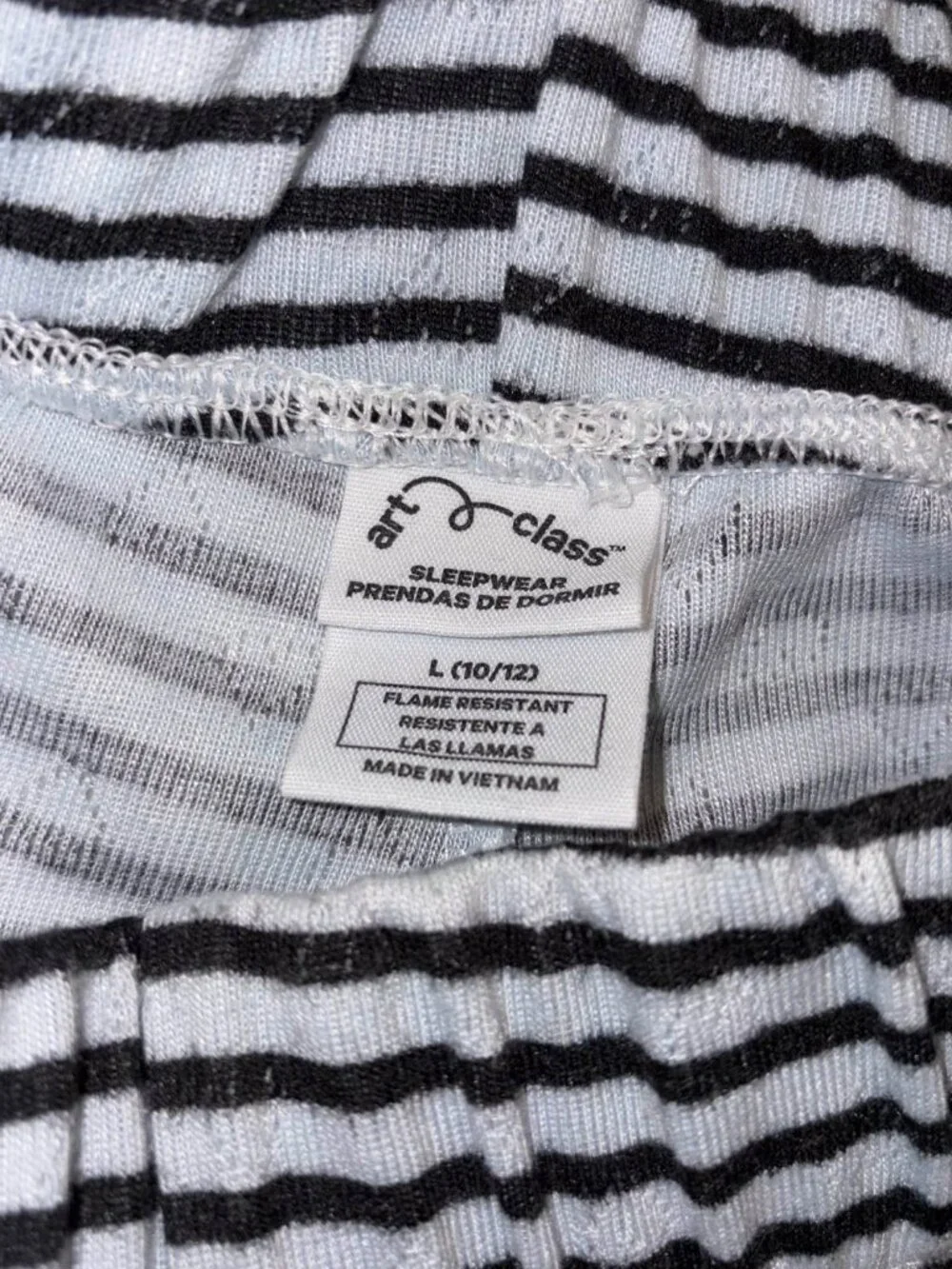(L) Art Class Girls' Jacquard Striped Tank Top & Pants Pajama Set - Black/White
